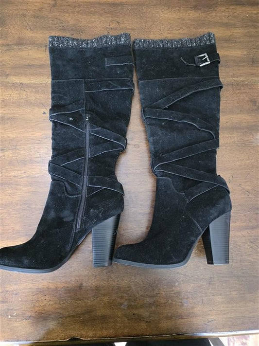 NWOT Just Fab 8 Aleema Strappy Heeled Boot Black 126295