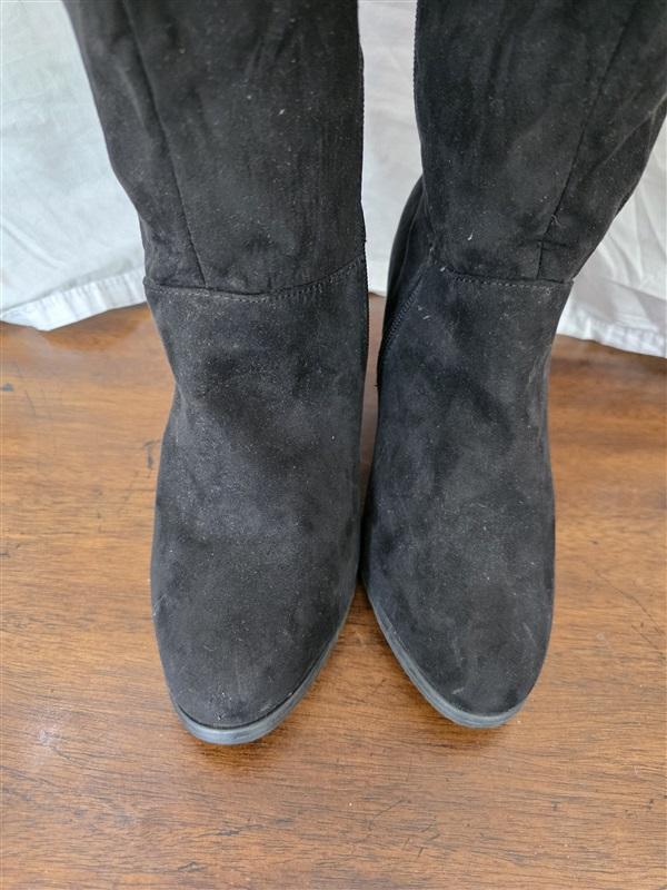 NWOT Lane Bryant 7 Wide Calf Knee High Faux Suede Riding Boots Black 126301