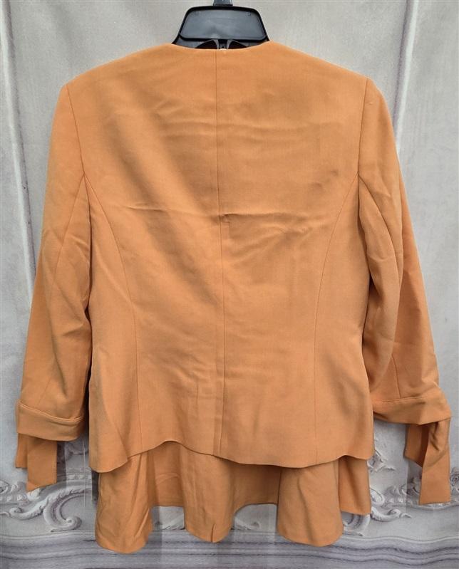 NWOT Le Suit 6 Jacket Bow Wrist Flounce Skirt Apricot Orange 126322