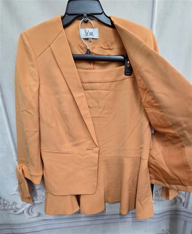 NWOT Le Suit 6 Jacket Bow Wrist Flounce Skirt Apricot Orange 126322
