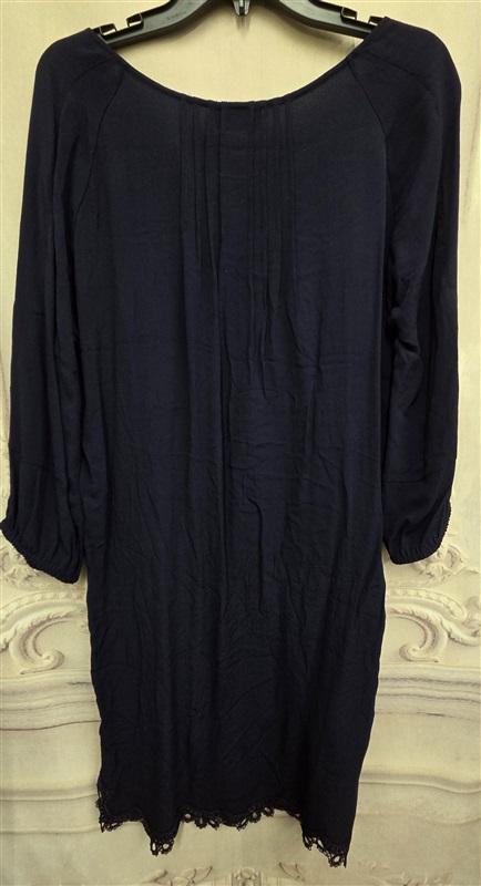 NWOT Hale Bob M Navy Blue Round Button Up Hi Low Lace Dress 126326