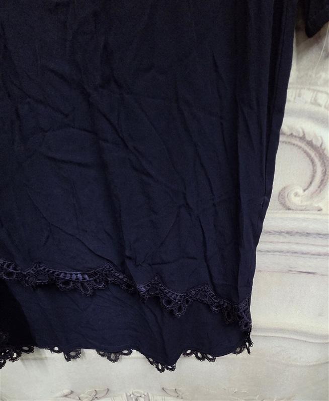 NWOT Hale Bob M Navy Blue Round Button Up Hi Low Lace Dress 126326
