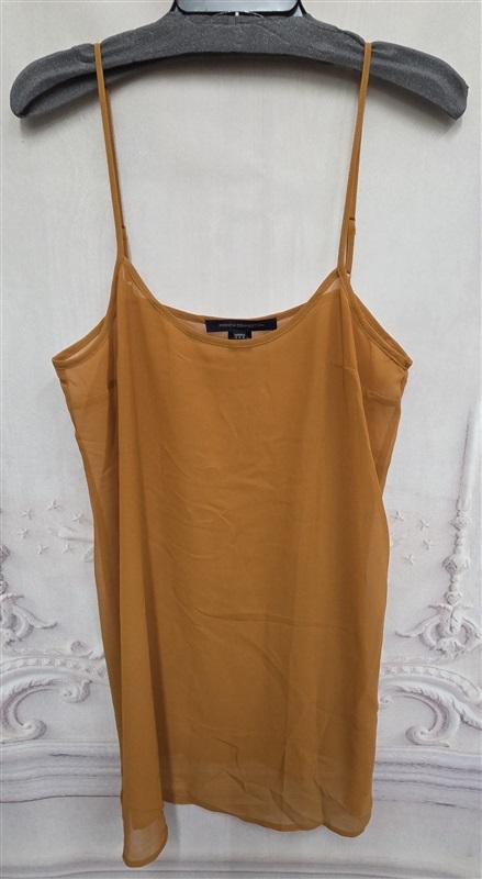 NWOT French Connection M Bronze Orange Sheer Adjustable V Neck Tank Top 126327