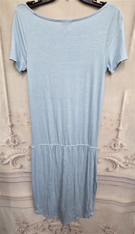 NWOT Three Dots Drop Waist Tie Front T Shirt Dress Blue 126328