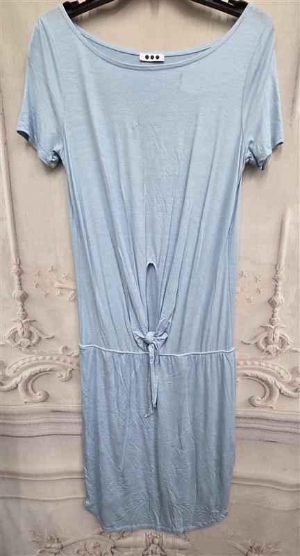 NWOT Three Dots Drop Waist Tie Front T Shirt Dress Blue 126328