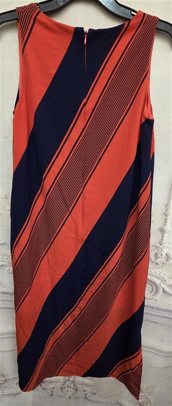 NWOT Donna Ricco 6 Red Blue Stripe Sheath Sleeveless V Neck Tank Dress 126333