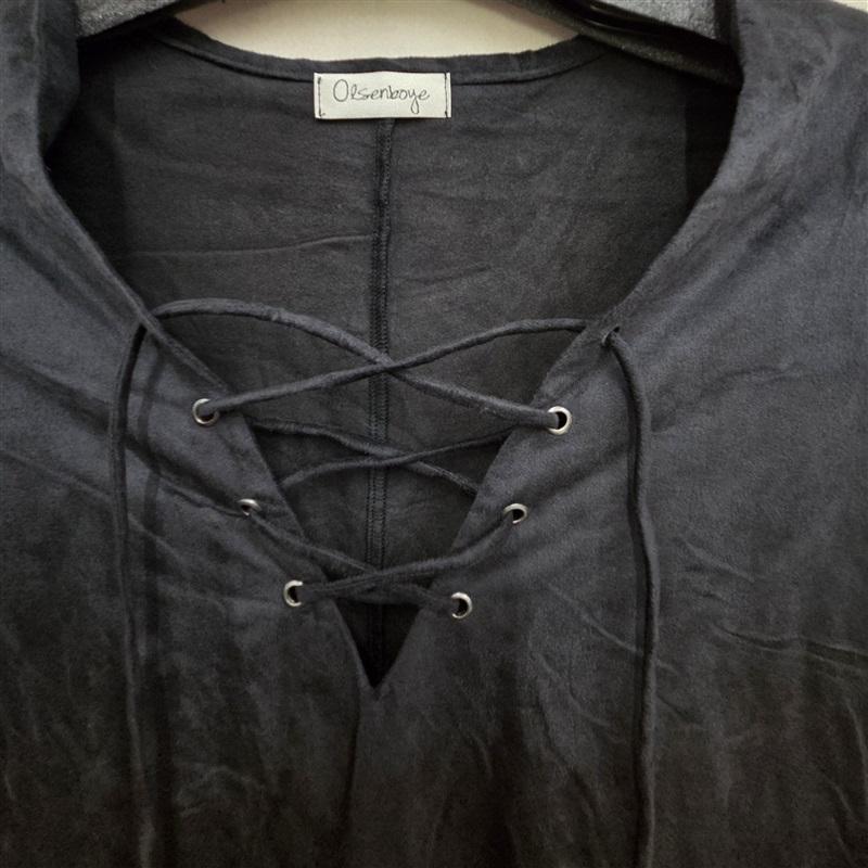 NWOT Olsenboye M Faux Suede Lace up Front Black Tunic 126341