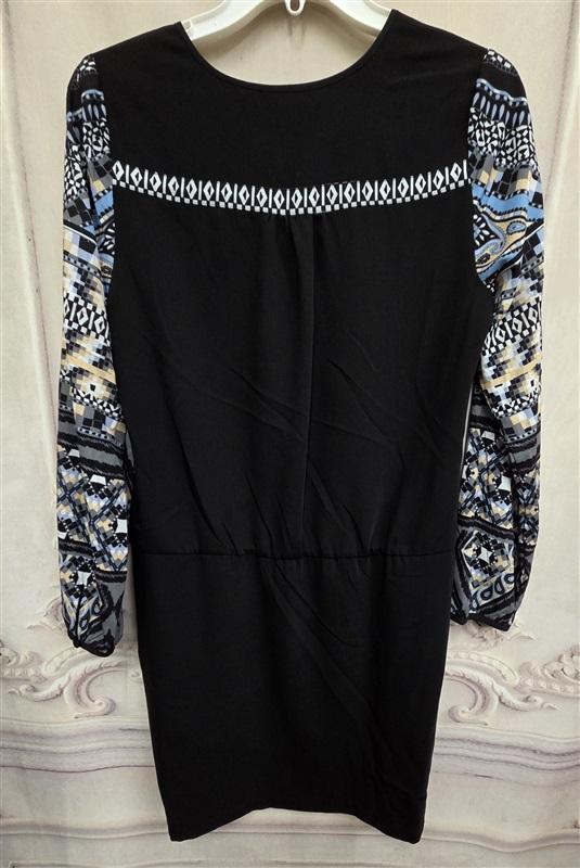 NWOTD Hale Bob S Baroque Scarf Print Dress Black BLue V Neck Mini Dress 126342