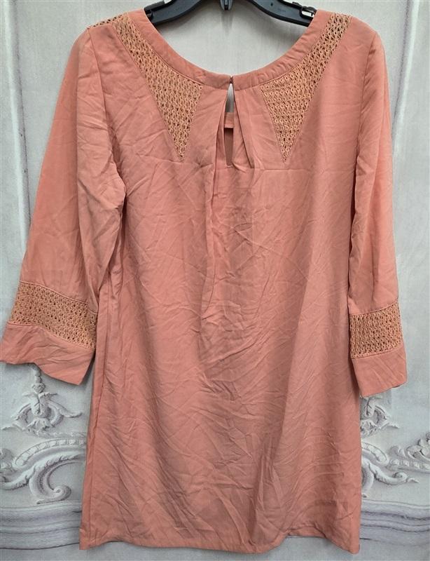 NWOT Miilla S Crochet Lace Neckline Shift Dress Tangerine Orange 126348