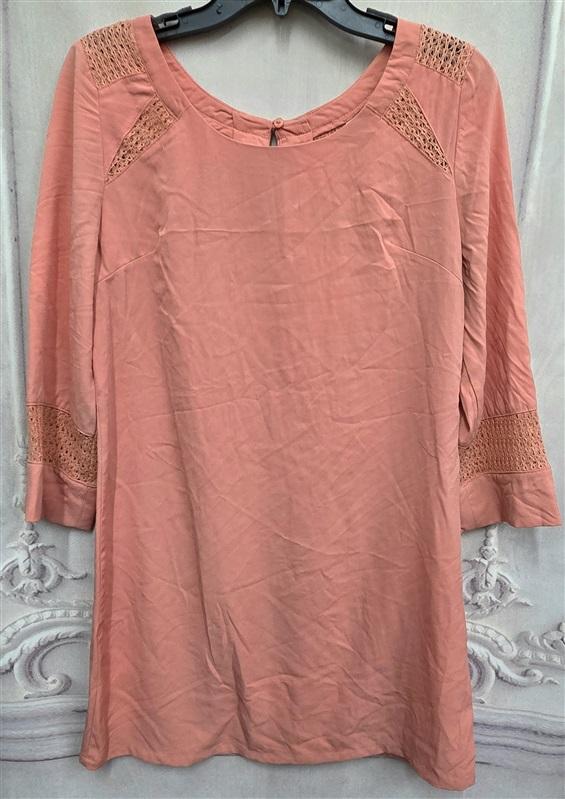 NWOT Miilla S Crochet Lace Neckline Shift Dress Tangerine Orange 126348
