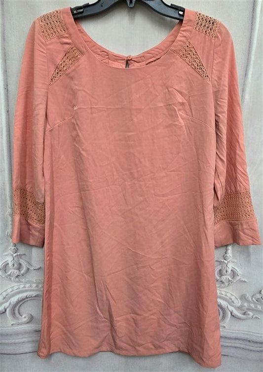 NWOT Miilla S Crochet Lace Neckline Shift Dress Tangerine Orange 126348