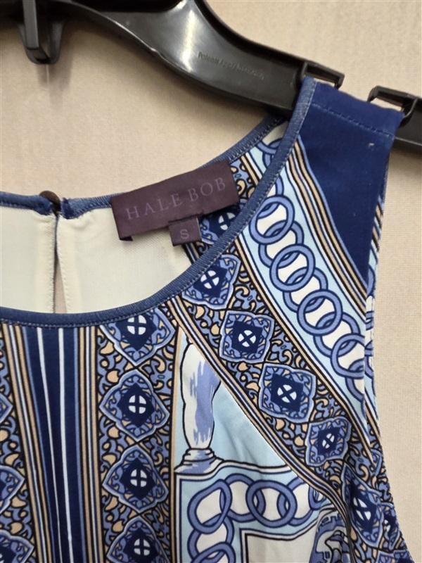 NWOT Hale Bob S Sleeveless Baroque Scarf Print Dress BLue Tan White 126349