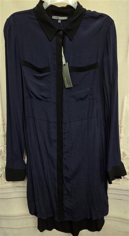 NWT Matty S Colorblock Button Up Shirt Dress Black Blue 126351