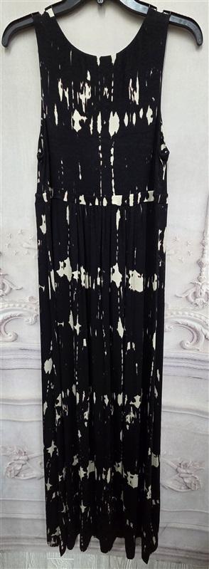 NWOT Matty M Large V neck Black Cream Tie Dye Maxi Dress 126324