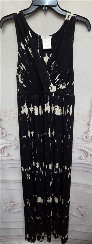 NWOT Matty M Large V neck Black Cream Tie Dye Maxi Dress 126324