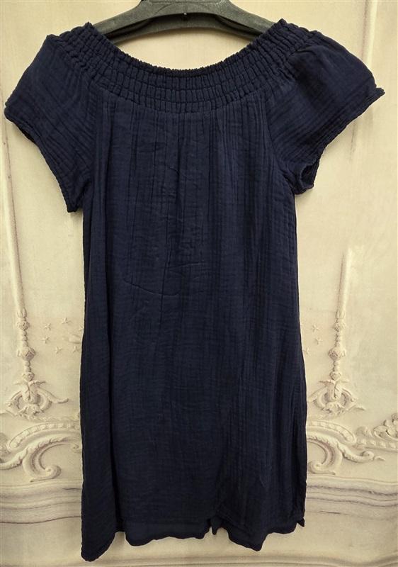 NWOT Michael Stars M Off Shoulder Gauze Minidress Navy Blue 126356