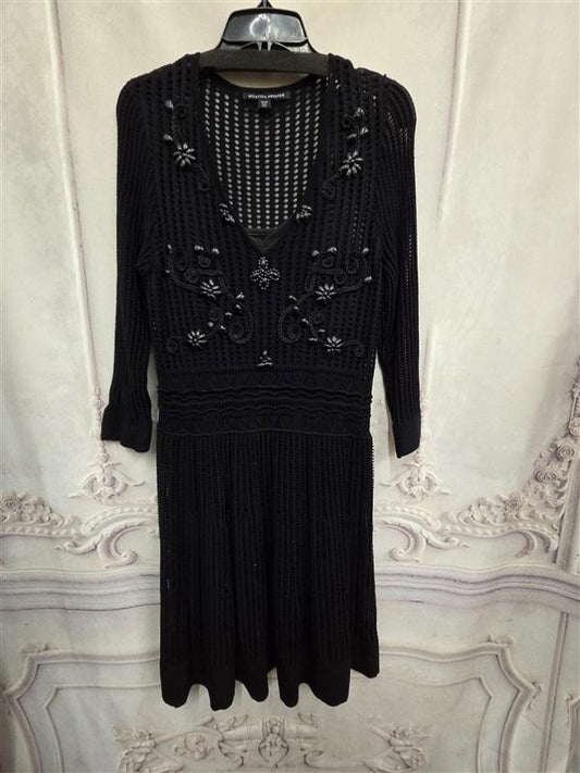 NWOT Boston Proper M Crochet Bejeweled Crochet Dress Black 126359
