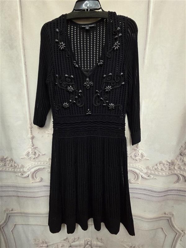 NWOT Boston Proper M Crochet Bejeweled Crochet Dress Black 126359