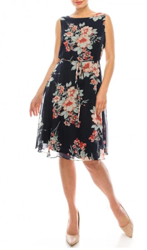 NWT Studio One 10 Floral Sleeveless Tank Dress Blue Red 126360