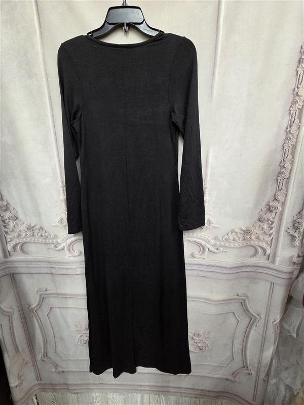 NWOT 24/Seven L Strut It Black Long Sleeve Side Slit Maxi Dress 126361