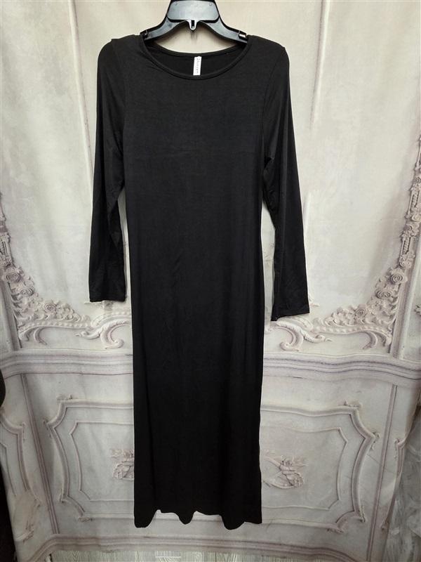 NWOT 24/Seven L Strut It Black Long Sleeve Side Slit Maxi Dress 126361