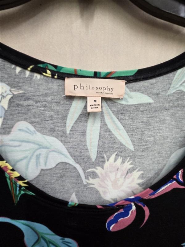 NWOT Philosophy Swing Tunic Tropical Bird Flower Top 126370