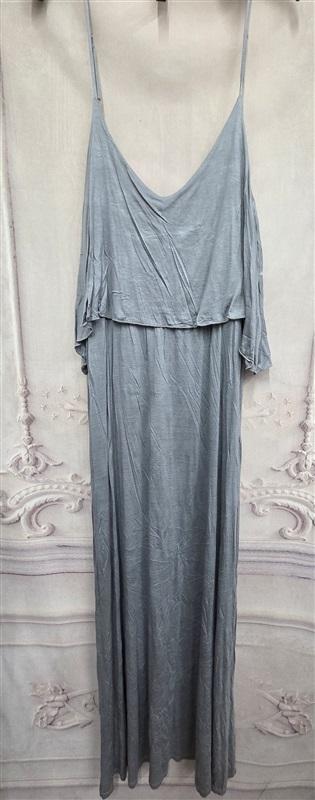 NWOT Matty M Large Layered Knit Maxi Dress Flounce Gray 126382