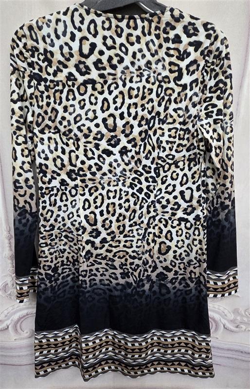 NWOT Hale Bob S Jersey Baroque Scarf Print Dress Cheetah V Neck 126383