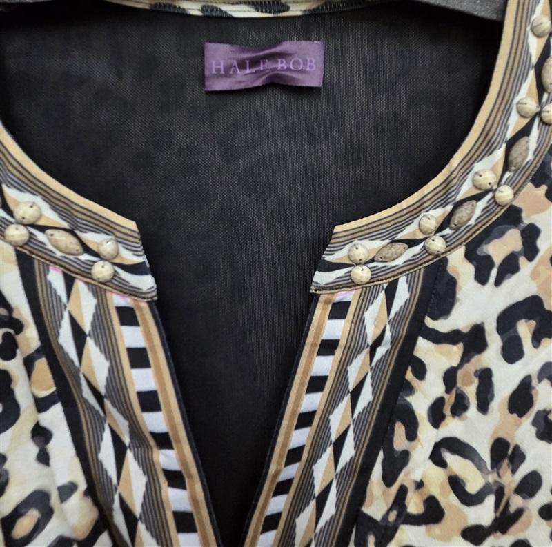 NWOT Hale Bob S Jersey Baroque Scarf Print Dress Cheetah V Neck 126383