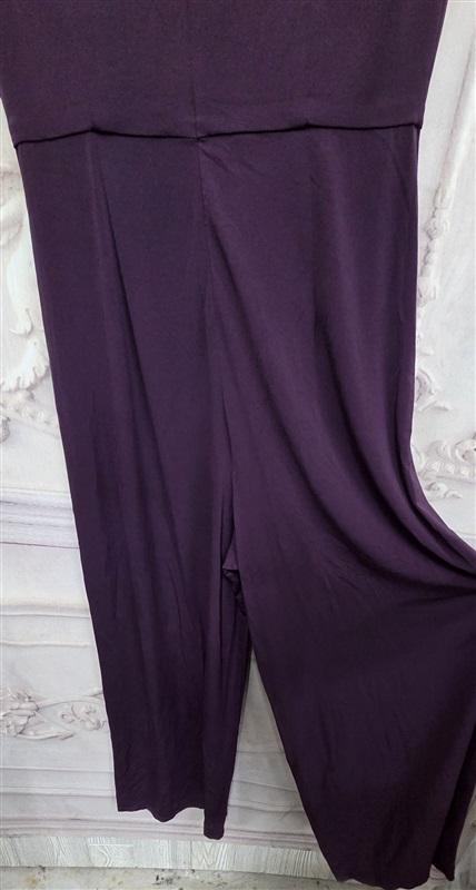 NWOT London Times Medium V neck Purple Drape Jumpsuit 126388