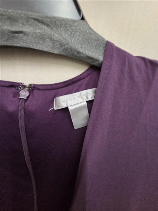 NWOT London Times Medium V neck Purple Drape Jumpsuit 126388
