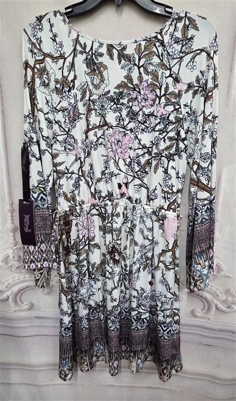 NWT Hale Bob M Jersey Faux Wrap Dress White Pink 126391