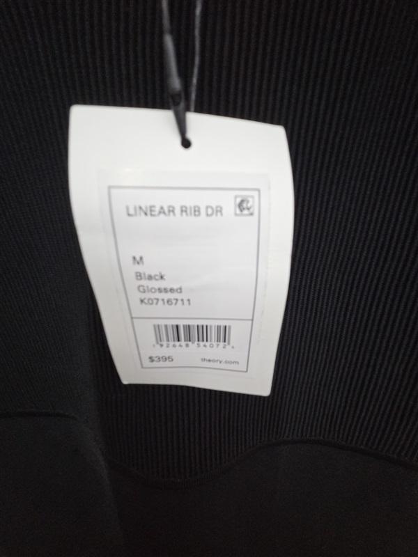 NWT Theory M Linear Rib Dress Glossed Black 126394