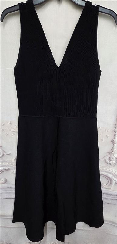 NWT Theory M Linear Rib Dress Glossed Black 126394