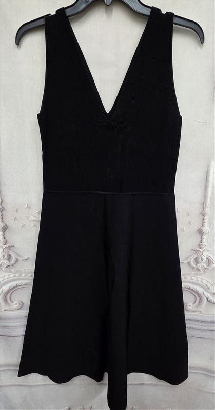 NWT Theory M Linear Rib Dress Glossed Black 126394