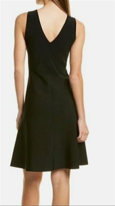 NWT Theory M Linear Rib Dress Glossed Black 126394