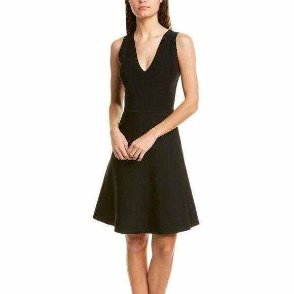 NWT Theory M Linear Rib Dress Glossed Black 126394