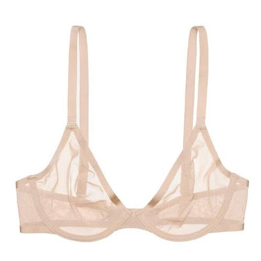 NWOT CUUP 30F The Plunge Mesh Ivory Sheer Underwire Bra 126400
