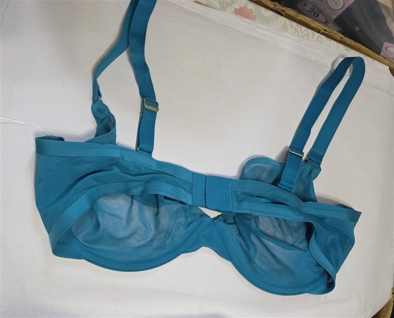 NWOT CUUP 36E The Plunge Mesh Turquoise Sheer Underwire Bra 126412