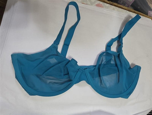 NWOT CUUP 36E The Plunge Mesh Turquoise Sheer Underwire Bra 126412