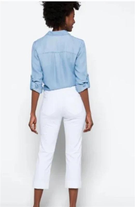 NWTD Liverpool 12 31 Belinda CROP WIDE ROLLED CUFF White Jeans 126421