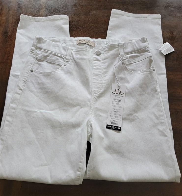 NWT Liverpool 4 27 Gia Glider The Slim Pull On Jeans White 126424