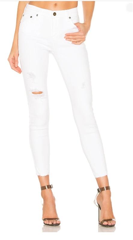 NWOT Pistola 27 Audrey Distressed Raw Leg Skinny Jeans White 126425