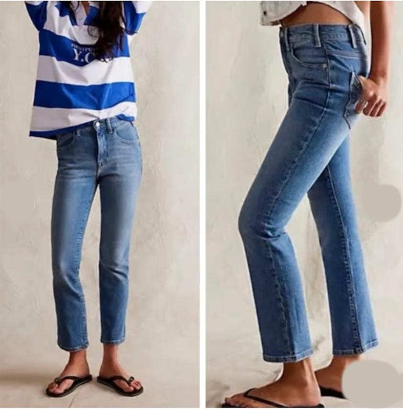 NWT We The Free 25 Low Maintenance Mid Rise Crop Boot Jeans Blue 126432