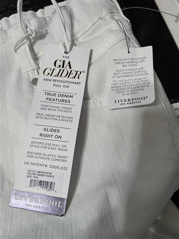 NWT Liverpool 10 30 Gia Glider Ankle Skinny Slim Pull On Jeans White 126436