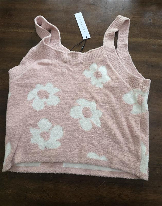 NWT Sanctuary M Pink White Daisy Sweater Tank Top 126454
