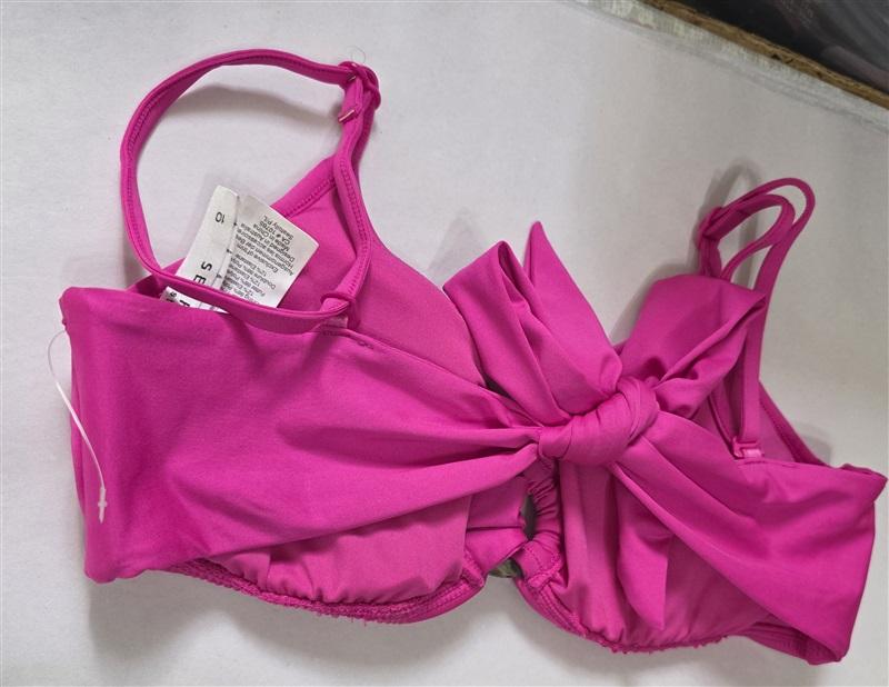 NWOT Seafolly SZ 6 USA Active Ring Front Bralette Bikini Top-Ultra Pink 126469