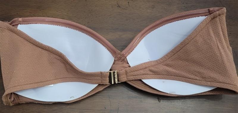 NWOT Seafolly 6 US Stardust Twist Bandeau Bikini Top Brown 126476