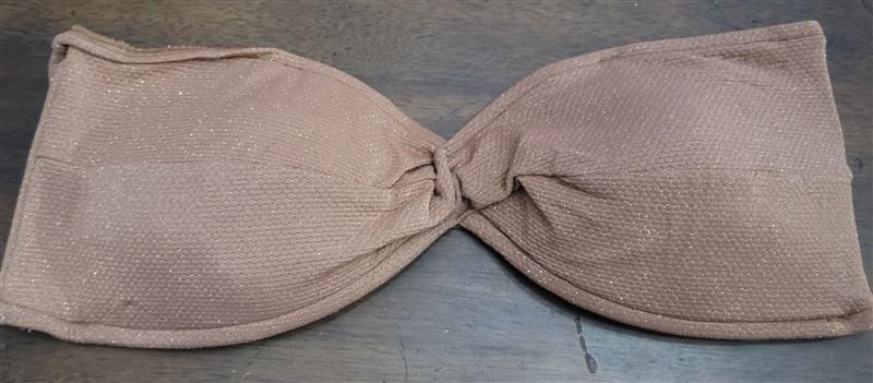 NWOT Seafolly 6 US Stardust Twist Bandeau Bikini Top Brown 126476