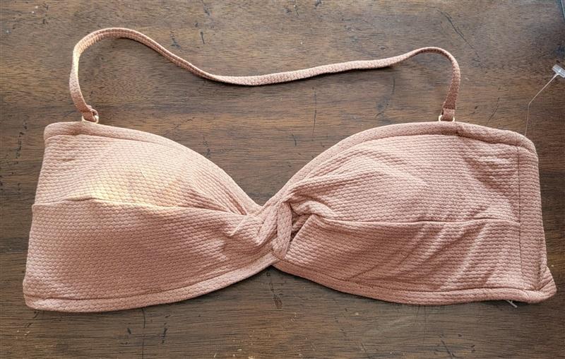 NWOT Seafolly 6 US Stardust Twist Bandeau Bikini Top Brown 126476